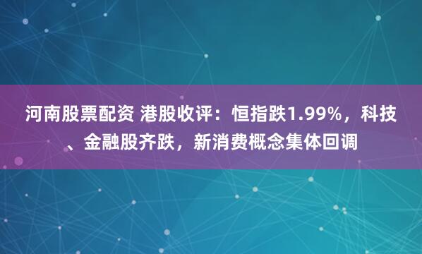 河南股票配资 港股收评：恒指跌1.99%，科技、金融股齐跌，新消费概念集体回调